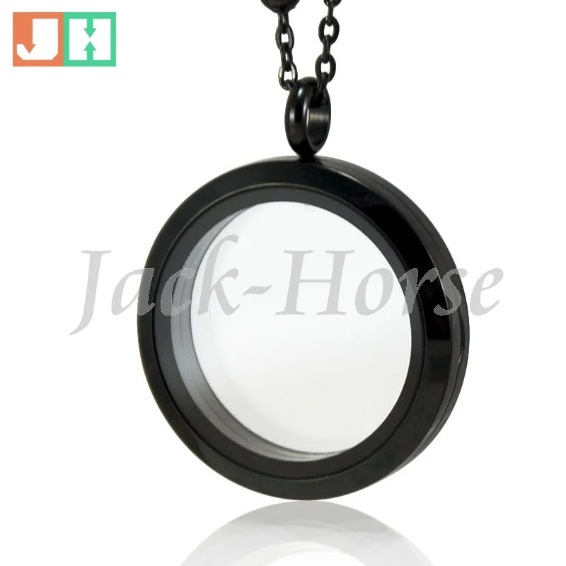 

Free shipping high quality 316L stainless steel 30mm magnet black locket floating