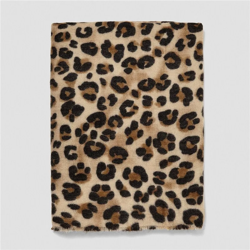 New 2024 Fashion Vintage Knitted Leopard Autumn Winter Women Scarf Headscarf Warm Pashmina Classic Soft Mujer Femme Wrap Shawl