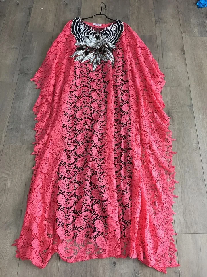 Vestido de encaje largo de talla grande para mujer africana, estilo sexy a la moda, primavera y otoño, novedad de 2019