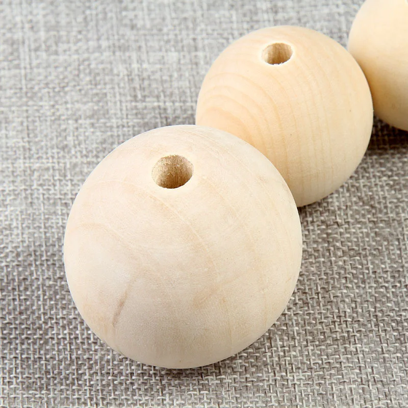 Natural Ball Wood Beads Round Wooden Spacer Beads For DIY Jewelry Craft Material 18/20/25/30/35/40mm Pick Size