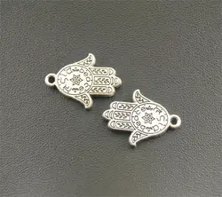 10pcs  Silver Color Hand of Fatima Charms Pendants For Jewelry Making DIY Handmade Craft  A937