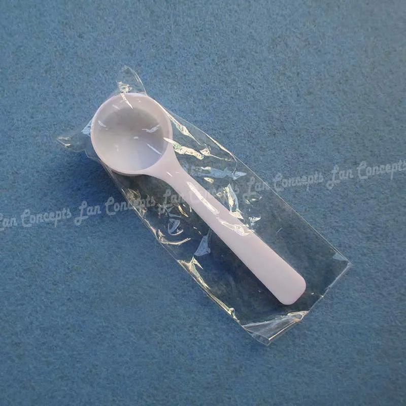 

4g Plastic Measuring Scoop 8ML PP Spoon with individual packing for milk powder Liquid - white 200pcs/lot Free shipping