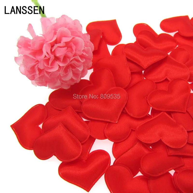 200Pcs אדום לב ספוג עלי כותרת לחתונה קישוטי סאטן לב בד מלאכותי פרח עלי כותרת המפלגה אספקת שולחן 3.5cm