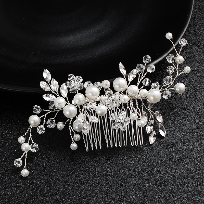 Miallo Fashion Bridal Headpiece Handmade Crystal Pearls Hair Combs Clips Wedding Jewelry Hair Accessories Ornaments Headpieces