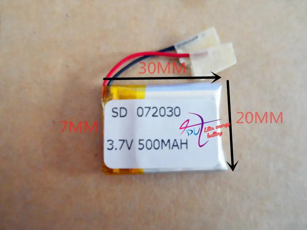 

3.7V lithium polymer battery 072030 702030 500MAh MP3 Bluetooth stereo audio card small toys