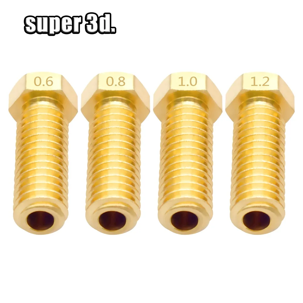2pcs Volcano Nozzle metal brass 0.4/0.6/0.8/1.0/1.2mm for 3D printers 1.75 mm volcano hotend M6 Lengthen Extruder Nozzle parts
