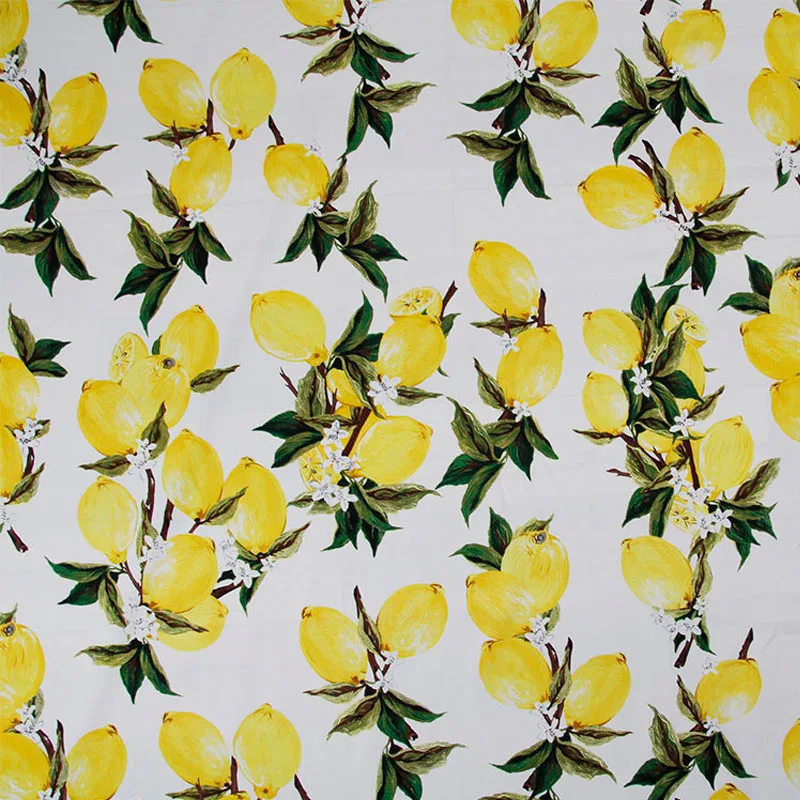 140cm Width 50s Vintage Lemon High Quality Cotton Fabric for Woman Girl Dresses Clothes Sewing Patchwork DIY