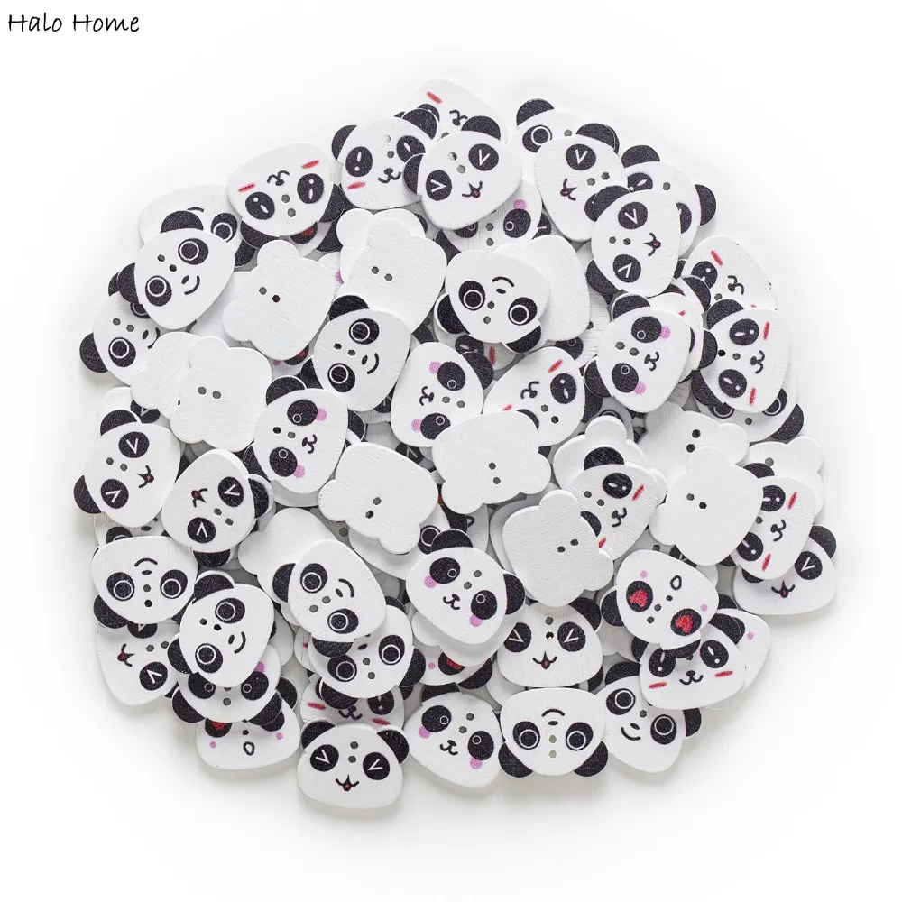 30pcs Panda Wood Cartoon Buttons For Sewing Scrapbooking Clothing Headwear Handmade Crafts Home Decor Accessories DIY 22x18mm