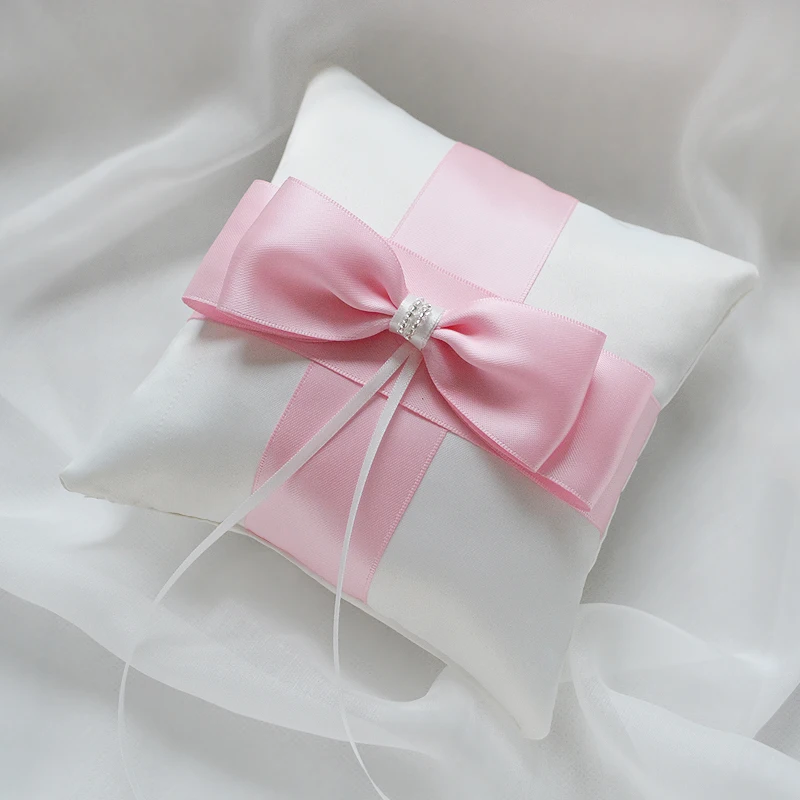 

Pink and Green Wedding Ring Pillow with Bow, Bridal Ring, Handmade Pillows, Event Party, DIY Decorations Products, Top Quality