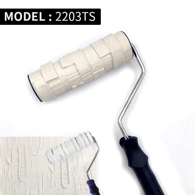 5pcs Pattern Paint Roller 8 Inch Draw Rubber DIY Construction Tool Portable Embossing Cylinder Stamp Decorative Brush Stone