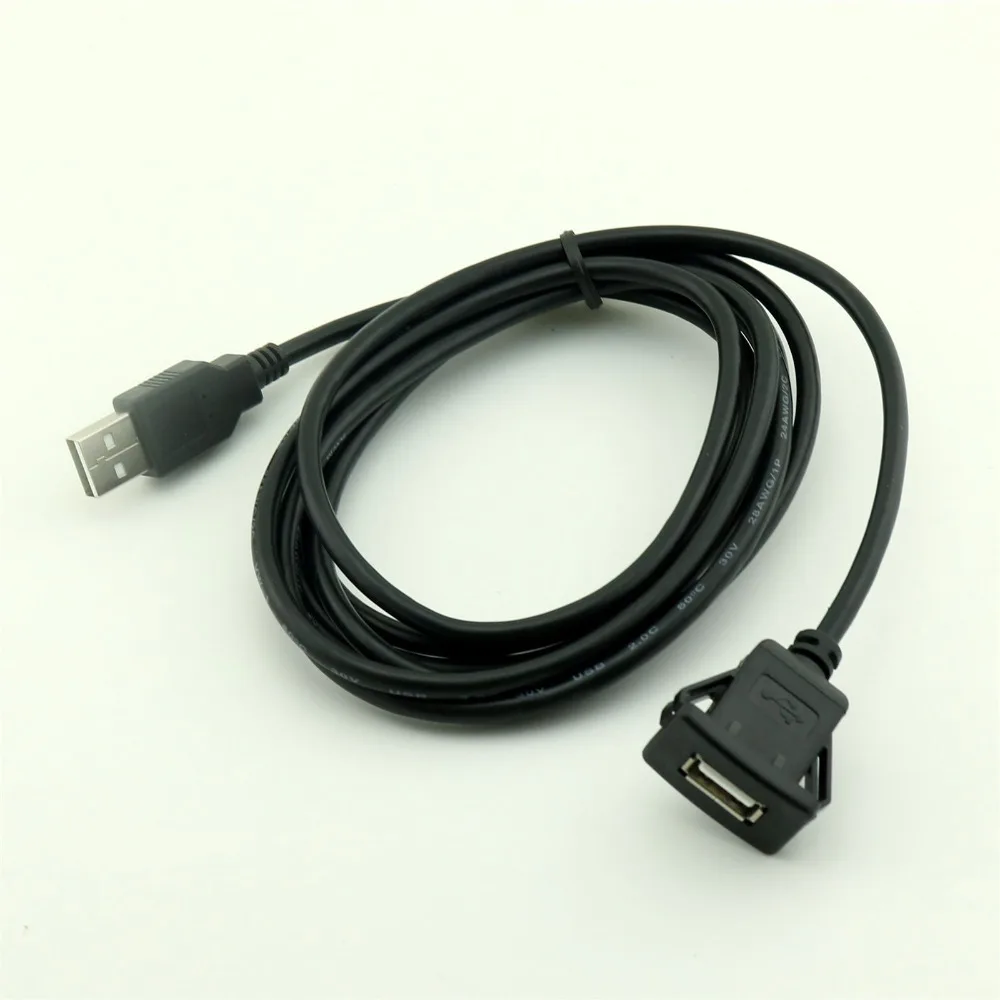 1pcs USB Male to Female Flush Panel Mount Cable For Car Boat Motorcycle Dashboard 1m/2m