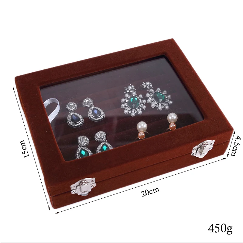 New 20*15*4.5CM Rings Box With Glasses Lid Earrings Holder Organizer Jewellery Accessories Display for Home or Shop Window Show
