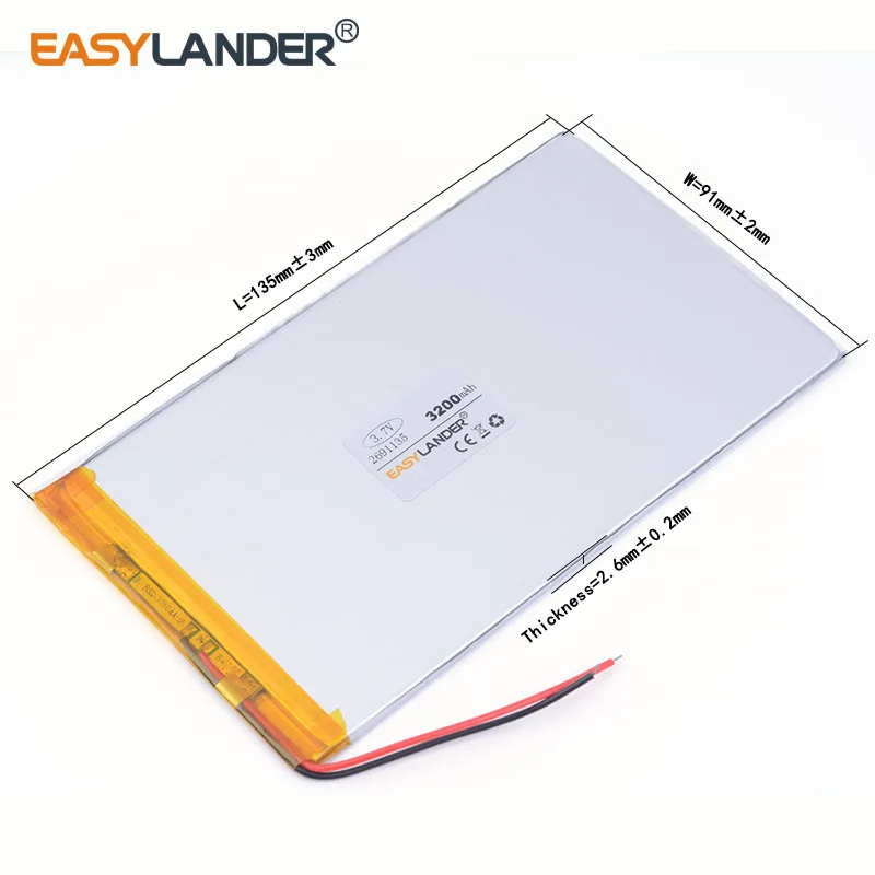 Bateria de polímero de lítio para tablet, 2691135 3300mah 3.7v de alta capacidade de pda baterias para laptop alto-falante de telefone celular frete grátis
