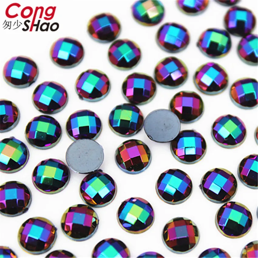 100pcs 6mm 3D Nail Art Round Stones flatback crystals Acrylic AB Rhinestone trim phone DIY not hotfix Face Decoration WC466