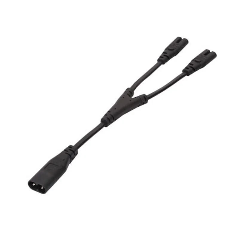 1PC IEC 320 C8 2Pin Male to 2 x C7 Female Y Split Power Cable About 28CM