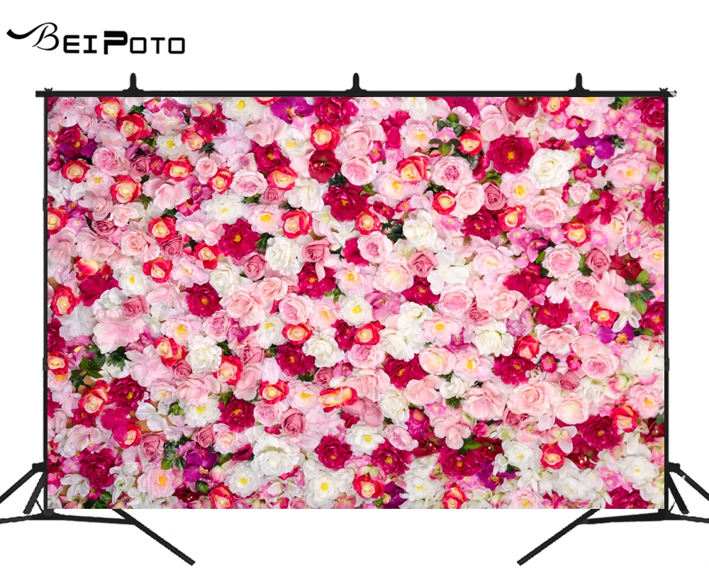 BEIPOTO Pink Rose Flower backdrop for Photography Bridal shower backdrop for photo studio floral photo background studio props