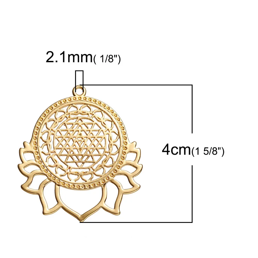 Hot Sri Yantra Meditation Pendants For Handmade Components Silver Color Lotus Hollow Flower Style DIY Jewelry Findings,1 PC