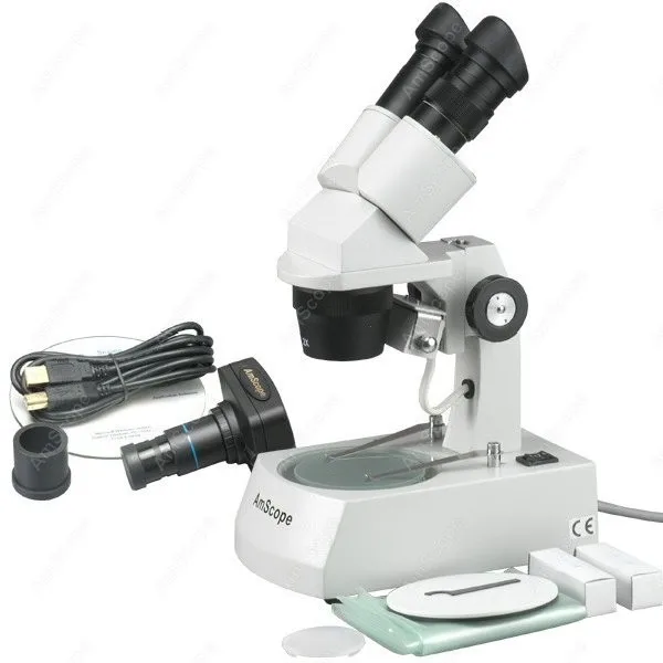 Stereo Microscope--AmScope Supplies 10X-15X-30X-45X Stereo Microscope with Color Digital Camera