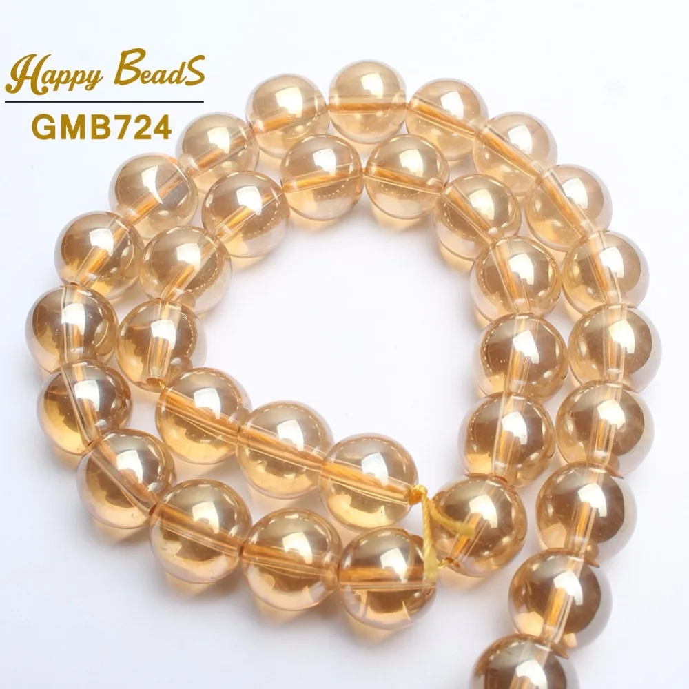 Transparent Champagne Glass Beads For Jewelry Making Crystal Quartz Smooth Round Beads 6mm  8mm 10mm 12mm Jewellery(F01124) image 4