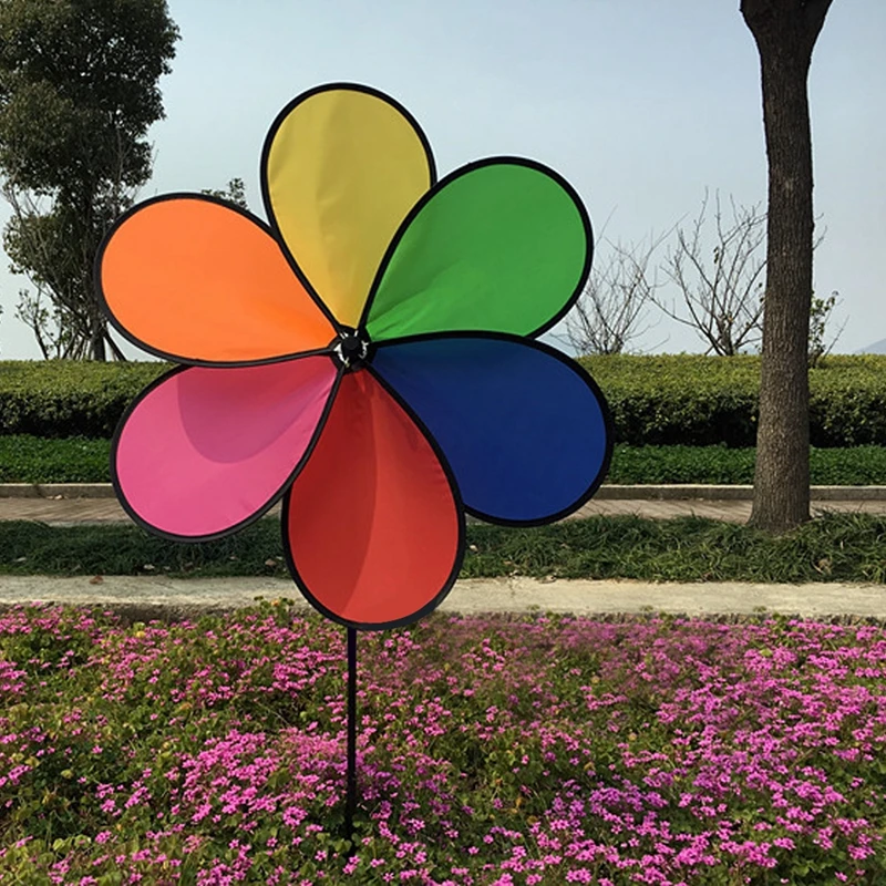 Colorful Rainbow Dazy Flower Spinner Wind Windmill Garden Yard Outdoor Decor HOT