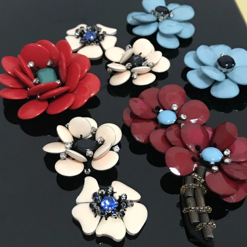 3D flower rhinestones beaded decoration button patches sweater coat dress applique shoes bags decoration Patch DIY Apparel