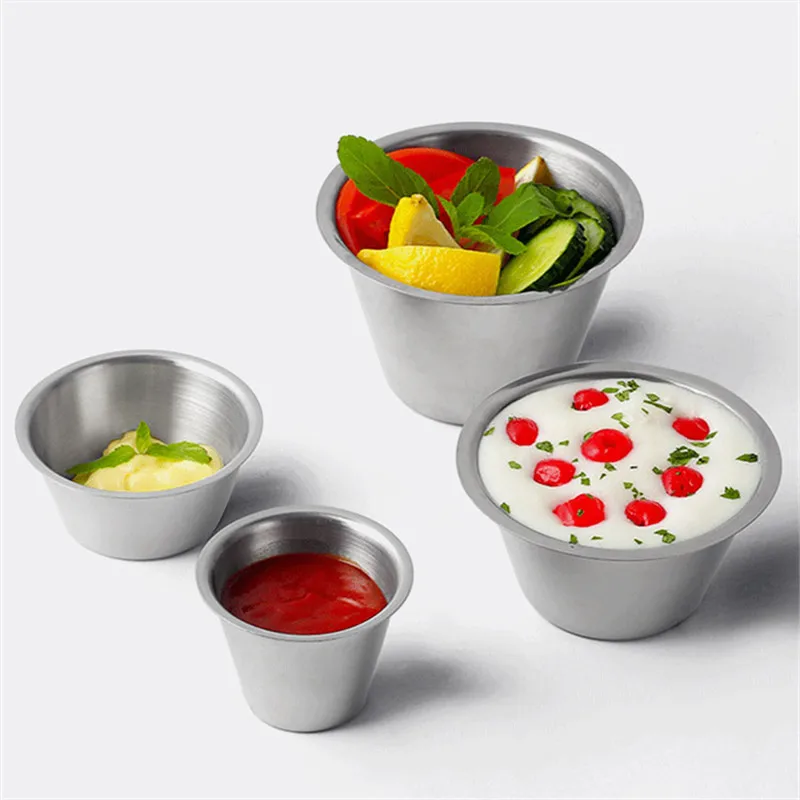 American Stainless Steel Sauce Cup individual condiment bowl  kitchen Sala cup jam cup Ramekins 2oz  4oz 6oz 8oz