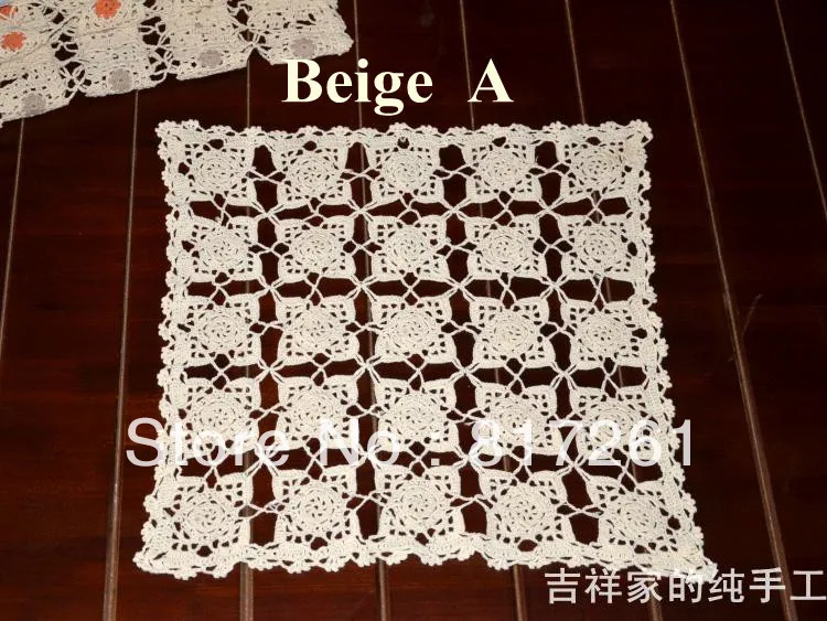 Free shipping cotton crochet lace sofa towel cover for cushion flowers decoration fabric cutout universal cover towel square