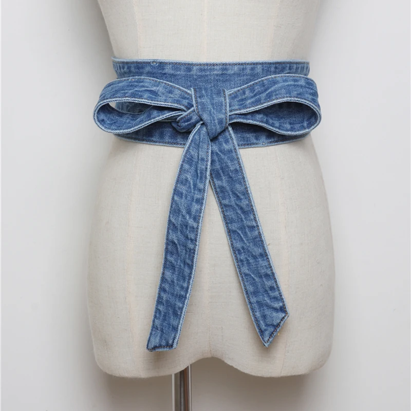 Female Waist Belt Fashion Long/Canvas Belt Wide Denim Cummerbund Corset Adjustable Waistband Women Costume Dress Skirt Belts