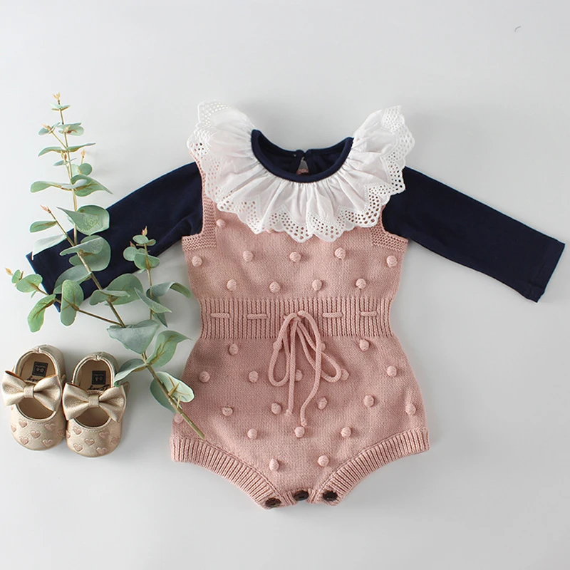 Baby Knitted Clothes Autumn Knit Baby Rompers Girl Pompom Baby Girl Romper Boys Jumpsuit Overall Newnborn Infant Baby Clothes