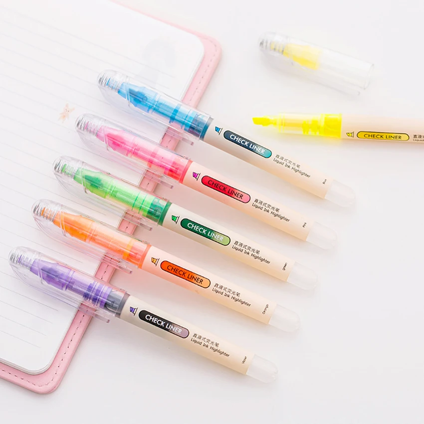 Students Highlighters Stationery DIY Art Painting Pens Liquid Ink Fluorescent Pen Office School Supplies Kids Learning Marker