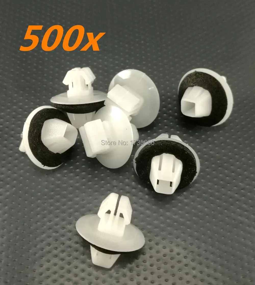 500x  For TOYOTA YARIS White Nylon Rocker Panel Moulding Clips With Sealer 90467-11063 ,77553-65D00 For Suzuki SX4 Grand Vitara