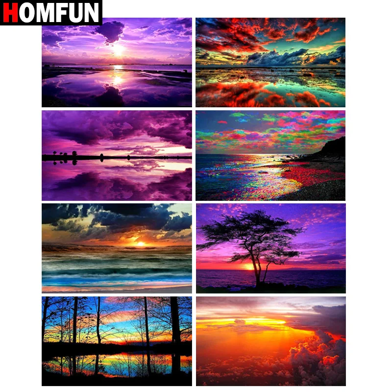 

HOMFUN Full Square/Round Drill 5D DIY Diamond Painting "Sunset scenery" Embroidery Cross Stitch 5D Home Decor Gift