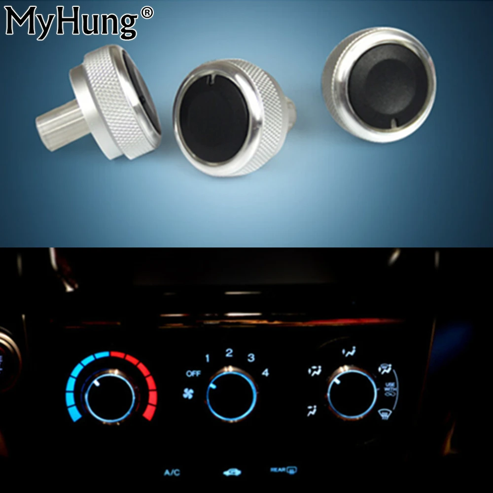 For Honda City 2008 To 2014 Car Auto Accessory Heat Control Knob Car Air Conditioning Knob AC Knob 3Pcs Aluminum Alloy