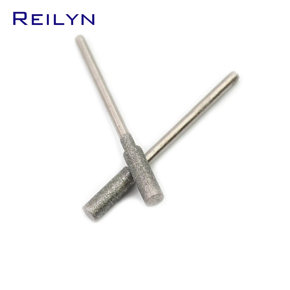 20pcs 2.35mm shank Cyliner Diamond grinding burr teeth grinding bits jade stone abrasive point 3/4/5/6/8mm