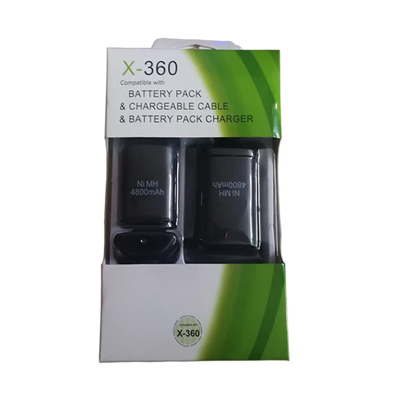 Per Xbox 360 360 Controller di Gioco Wireless Periferiche e Controller per Videogiochi Sostituzione Della Batteria Pack con supporto di Ricarica + cavo di ricarica + 2x4800 mAh batterie