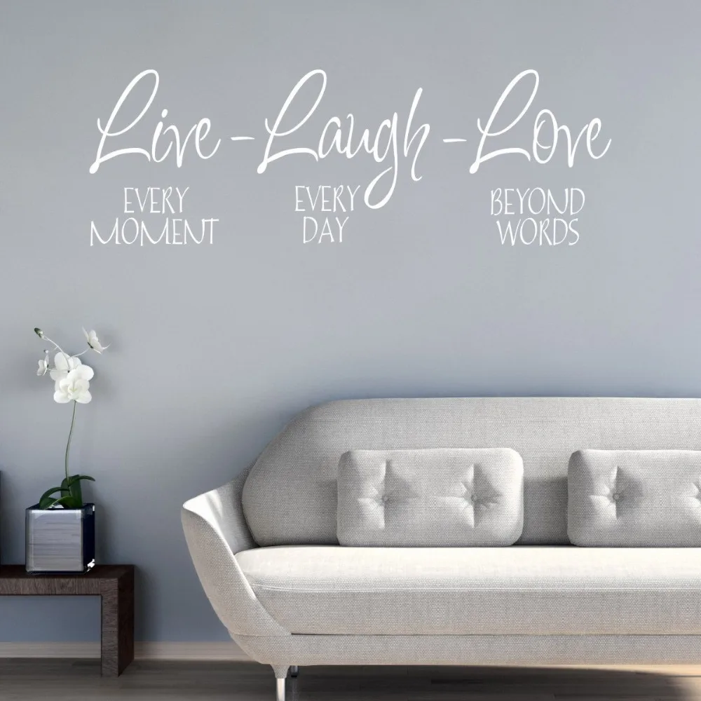 Large size Live Laugh Love Qtotes Wall Decals Removable Vinyl Wall Stickers Home Decor Living Room Vinilos Paredes Mural A005