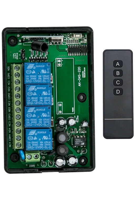

AC85v~250V 110V 220V 230V 4CH Wireless RF Remote Control Switch Transmitter+Receiver Appliances Gate Garage Door window /lamp