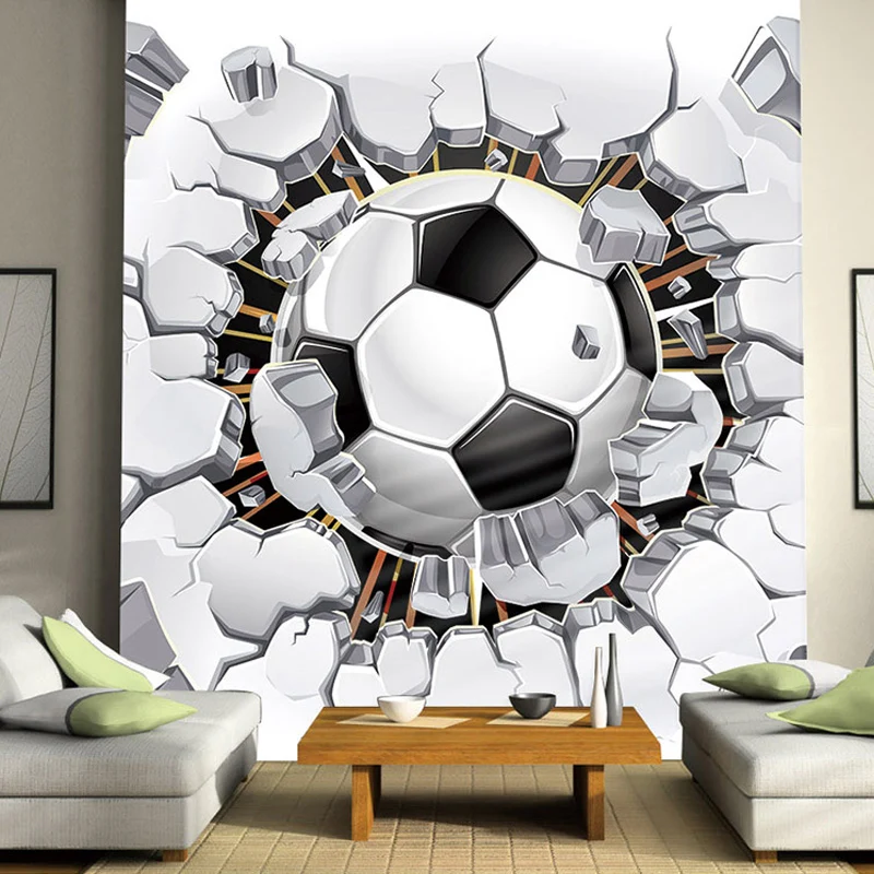 Custom Size 3D Stereo Photo Wallpaper For Kids Room Modern Creative Cartoon Football Wall Mural Children's Room Backdrop Decor