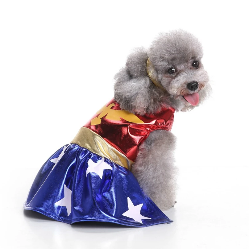 Christmas Dog Apparel Power Paw and Eagle Wonder Women Skirt Suit Dog Costume Jumpsuits for Small Medium Pet Dog Clothing S-XL