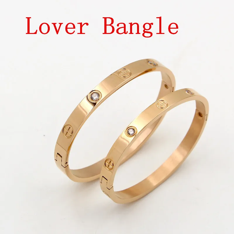 Fashion Jewelry Lover Couple Bracelet Stainless Steel Gold Color Cross Screw Bracelets & Bangles For Men Women Jewelry B008-1