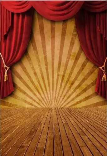 5x7FT Red Curtain Stripes Circus Stage Carnival Wooden Floor Custom Photo Studio Backdrop Background Vinyl 220cm x 150cm