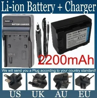 Battery and Charger for Samsung BP210E,IA-BP210E and HMX-H200,HMX-H204,HMX-H205,HMX-S10,HMX-S15,HMX-S16,SMX-F40,SMX-F43,SMX-F44