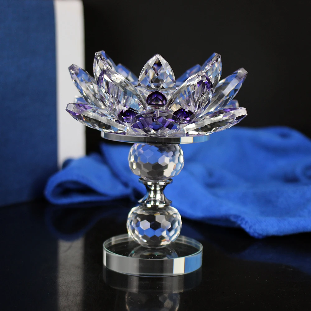 Beautiful Home Decor Tealight Lotus Candleholder Crystal Candle Holders Fengshui Wedding Decoration