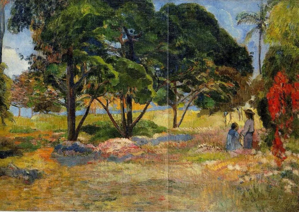 

High quality Oil painting Canvas Reproductions Landscape with three trees (1892) by Paul Gauguin hand painted