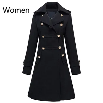 Men's Double-Breasted Wool Coat 4 Winter Mens Military Double Breasted Wool Blend Long Jackets For Man Female Cotton Padded Warm Long Coats Male Windbreakers 4