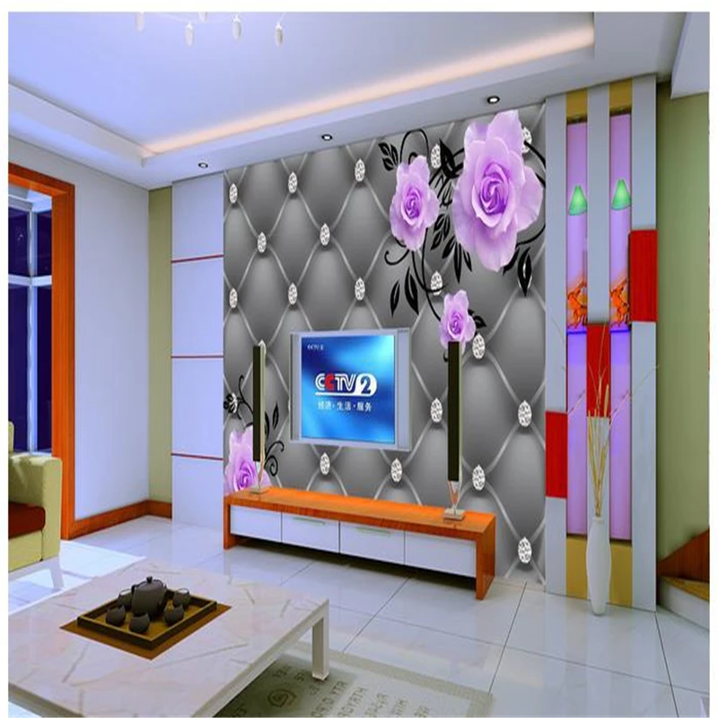 

beibehang 3d stereoscopic rose murals Europe TV backdrop wallpaper living room bedroom murals papel de parede wall paper