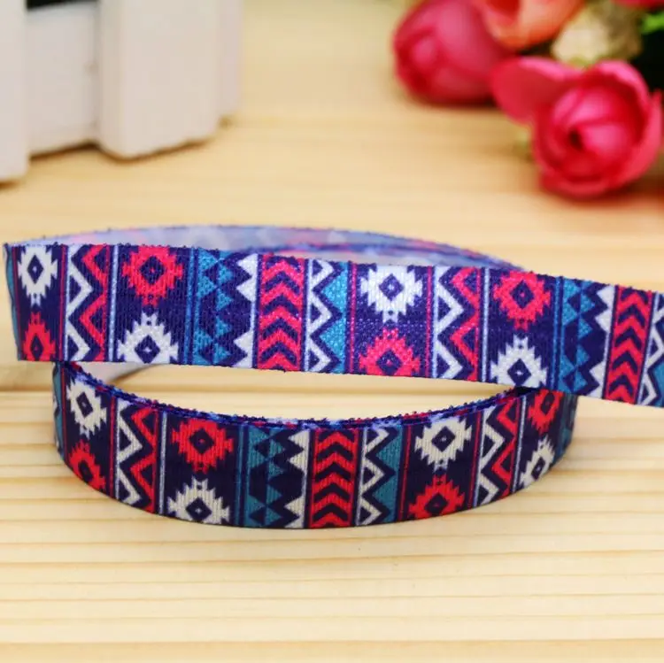 5/8''  Fold Elastic FOE aztec printed headband headwear hairband diy decoration wholesale OEM H4979