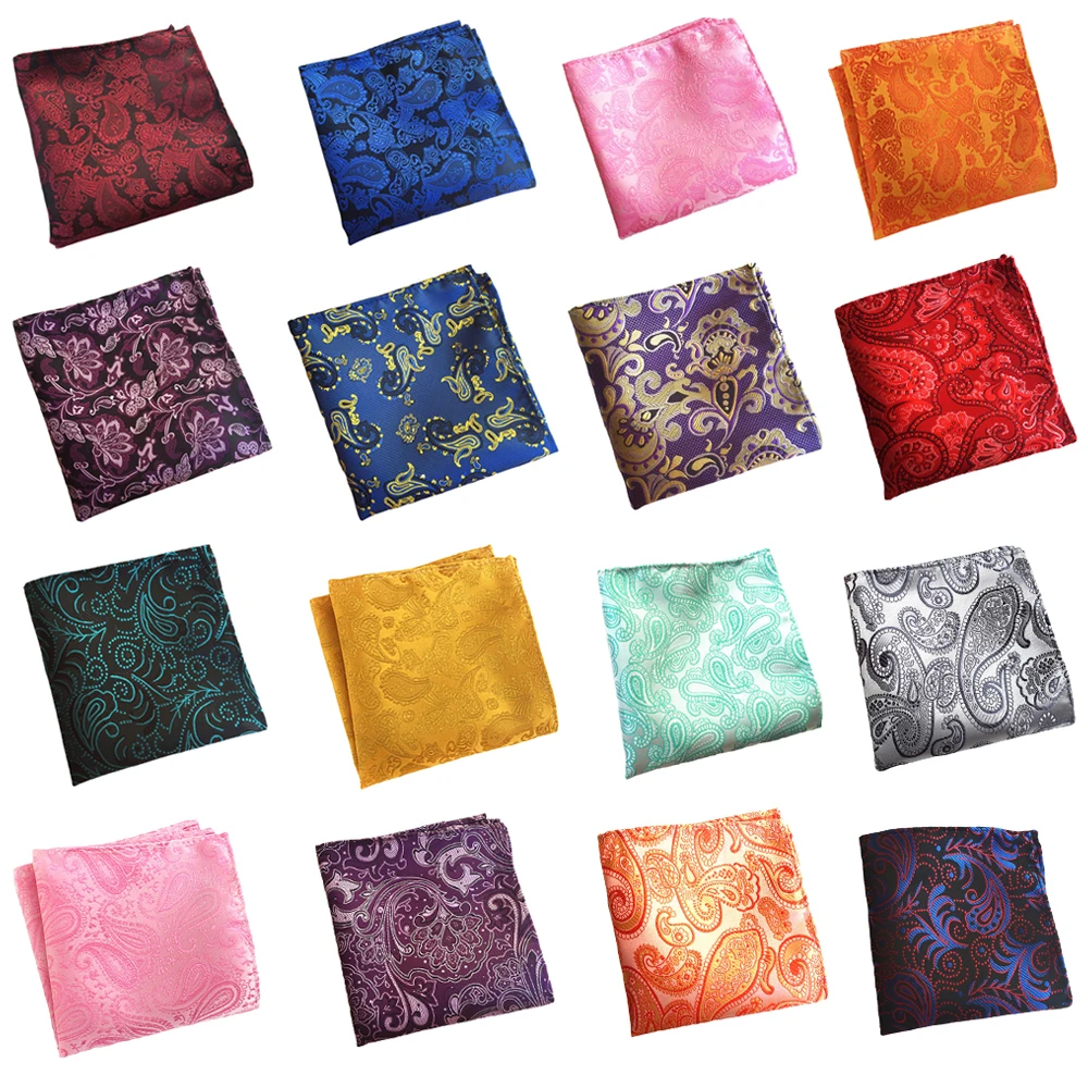 Mens Colorful Paisley Pattern Pocket Square Gentlemen Wedding Handkerchief  BWTHZ0326