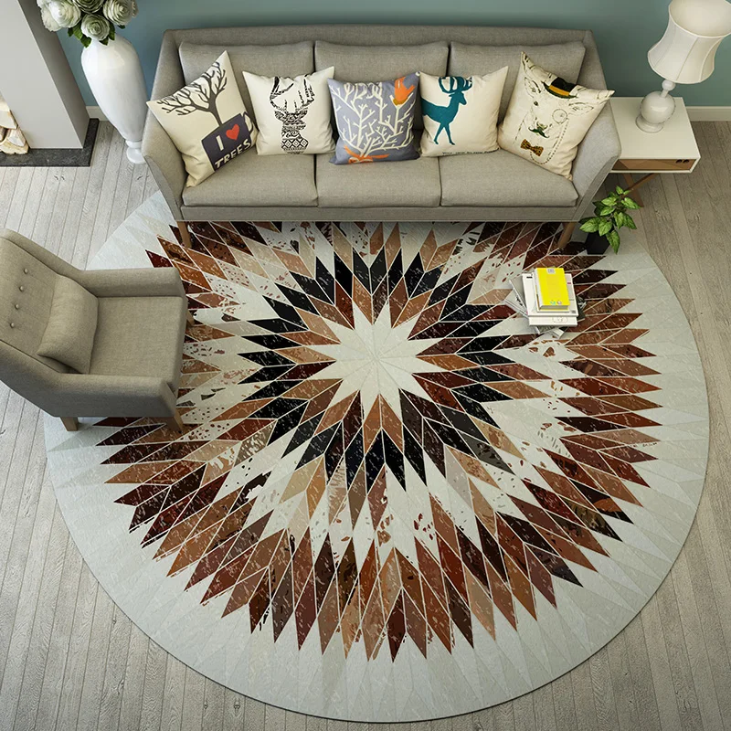 

Round Geometry Carpet Nordic Simple Computer Chair Bedroom Bedside Gradient lattice Floor Mat Full spread Living Room Carpets