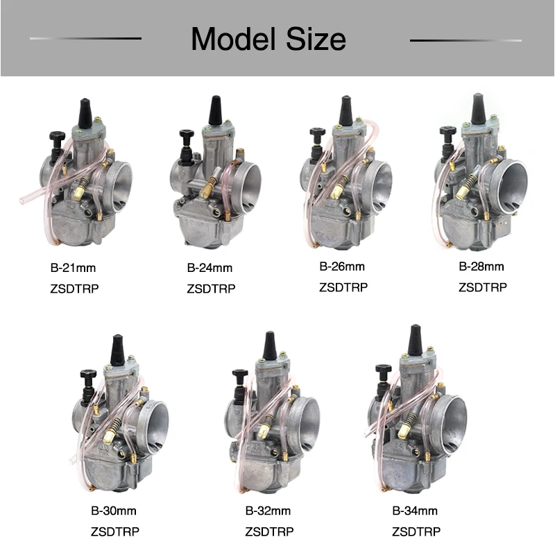 ZSDTRP 21 24 26 28 30 32 34MM Motorcycle PWK Tuning Power Carburetor+Throttle grips+Cable+Hand Grips+Air Filter Cup+Adapter